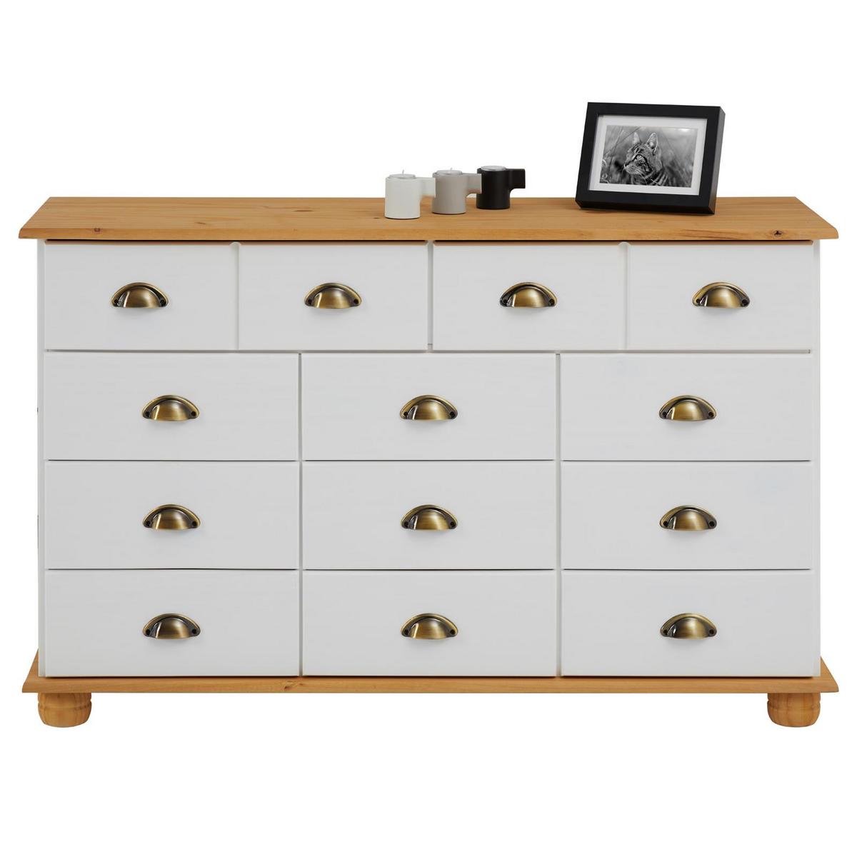 APOTHEKERKOMMODE COLMAR weiß/braun - Weiß/Braun, Holz (117/73/35cm) - IDIMEX