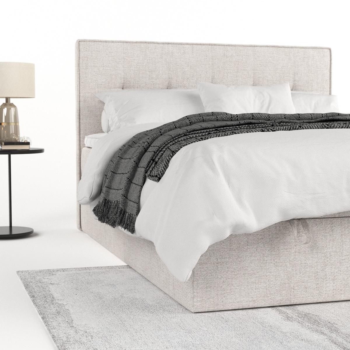 BOXBETT Tivra 180/200 cm Hellbeige im Neve Stoff - Sandfarben/Schwarz, Holz/Holzwerkstoff (180/200cm) - AltaBeds