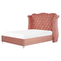 POLSTERBETT 160/200cm Rosa Ayette - Pink, Textil (160/200cm) - Beliani