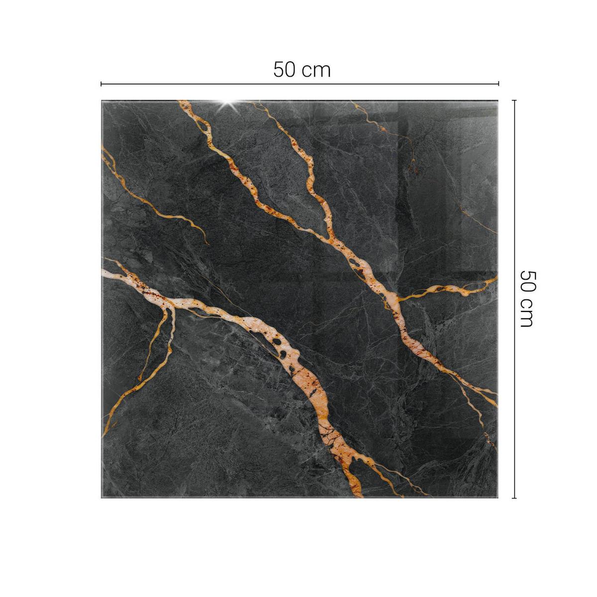 TISCHPLATTE 50x50 cm Marmormuster mit Adern - Rotbraun/Schwarz, Glas (0.4/50/50cm) - TULUP