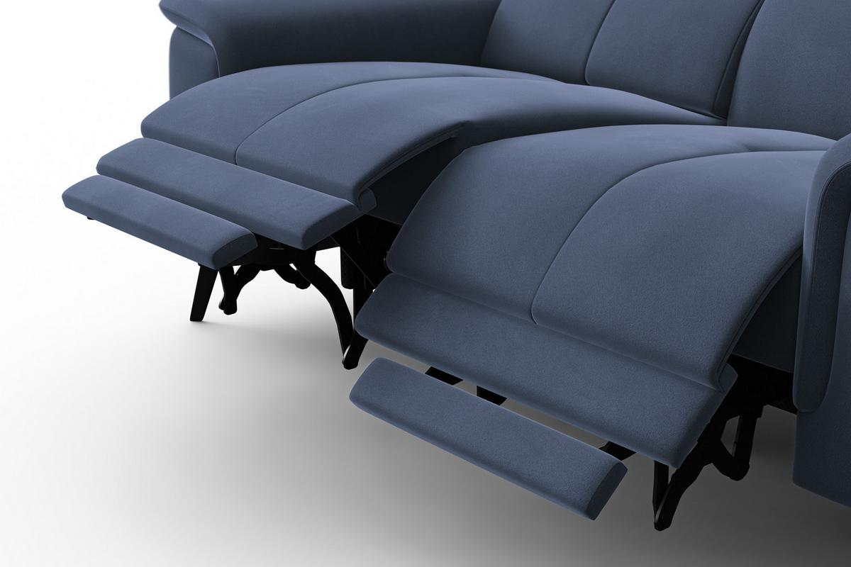 SOFA RELAX FIERO 2-Sitzer, Marineblauer Veloursstoff - Blau/Schwarz, Holz/Textil (170/82/103cm) - Courtois Laville