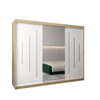 SCHWEBETÜRENSCHRANK 200/250/62 3-türig - Silberfarben/Weiß, Holz/Kunststoff (250/200/62cm) - Abiks Möbel