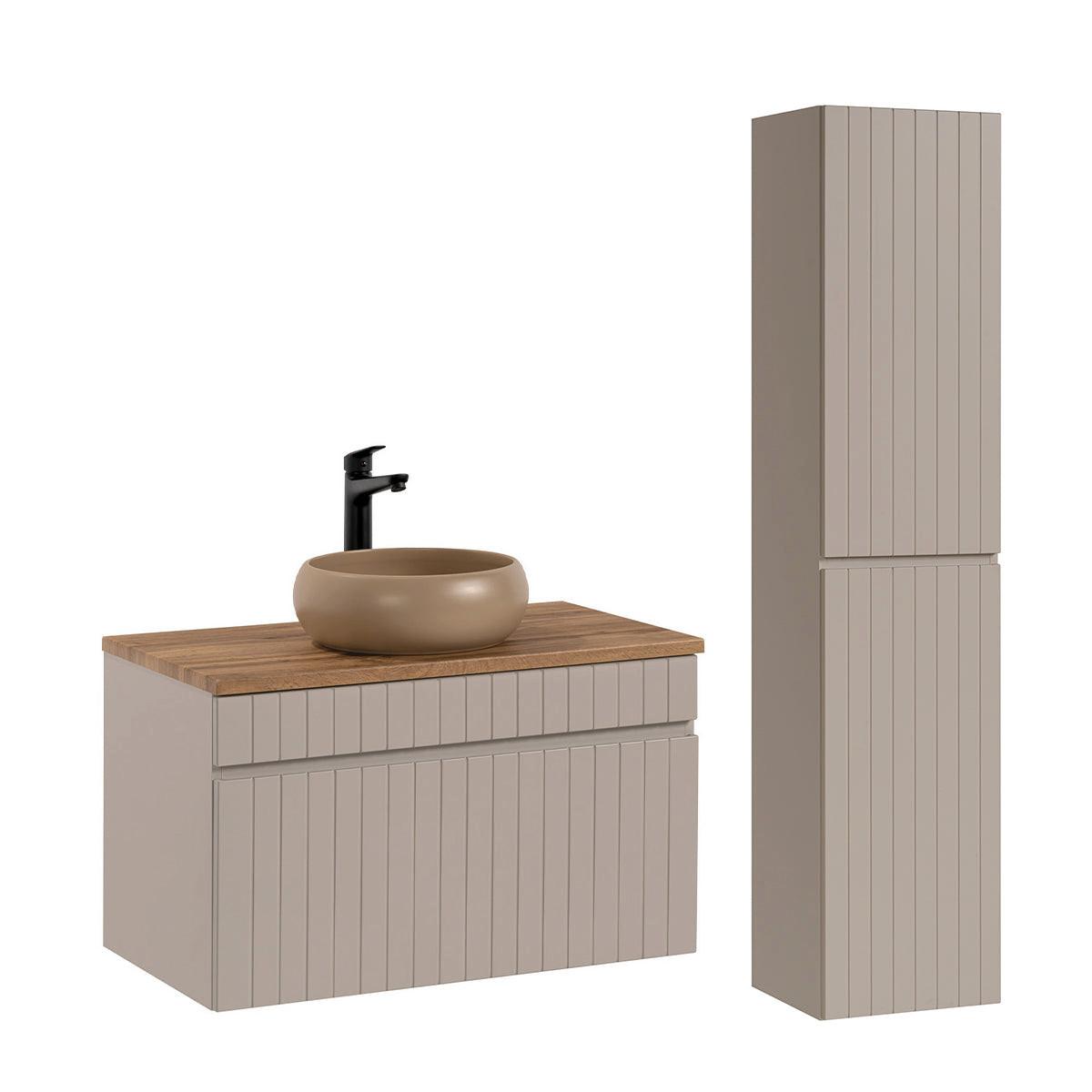 BADMÖBEL 80.4cm Zelie 2er-Set Kaschmir - Beige, Holzwerkstoff (80.4/48/46cm) - Petits-meubles