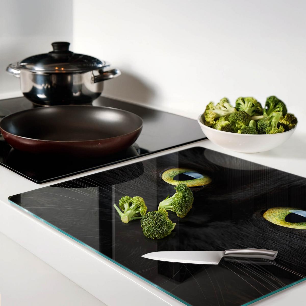 GLASPLATTE 60x52 cm Katzenaugen - Hellgrau/Schwarz, Glas (60/52cm) - TULUP