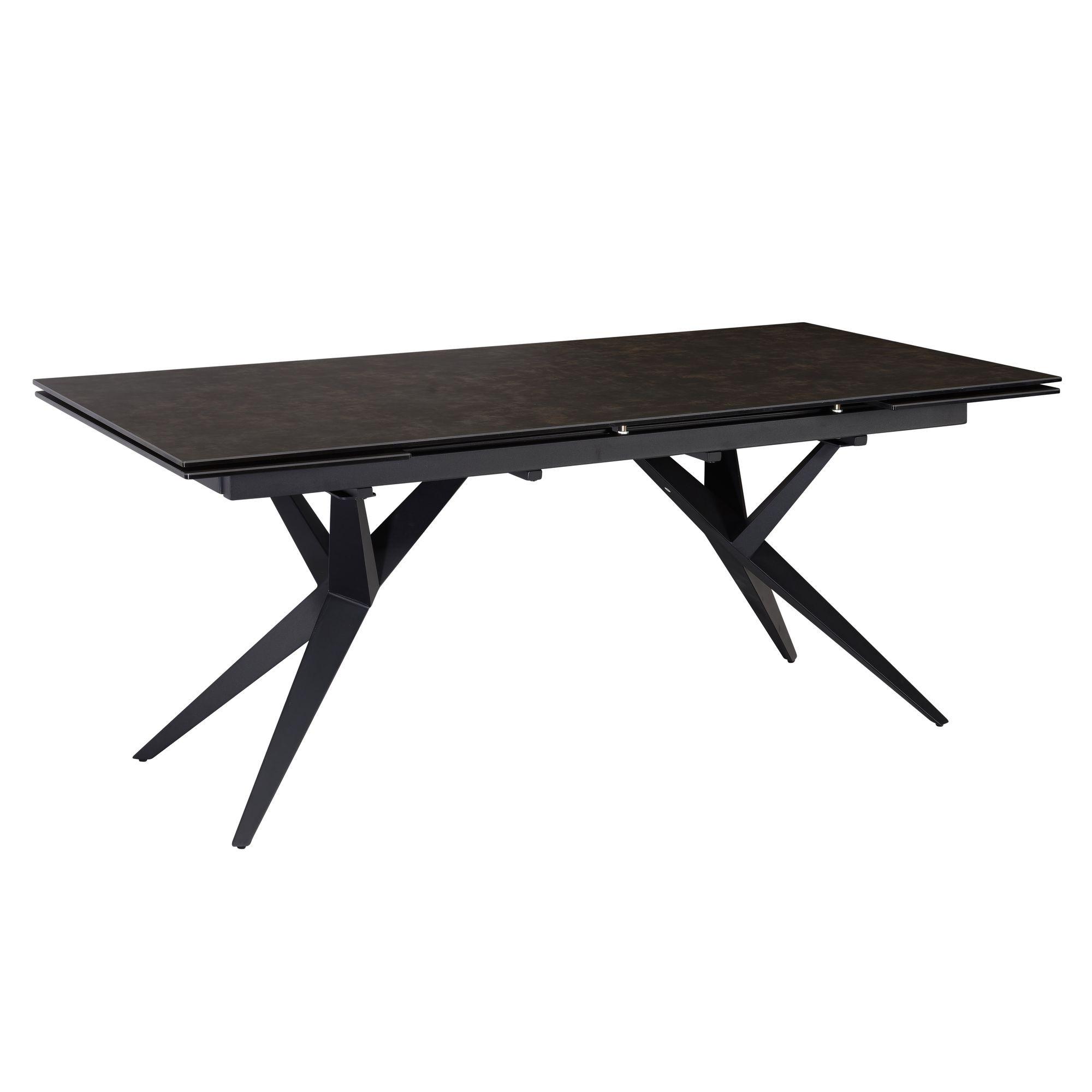 ESSTISCH Ausziehbar Keramik Glas Marmoroptik Groß, Schwarz 180x95x76 cm - Schwarz, Keramik/Metall (95/180/76cm) - KADIMA DESIGN