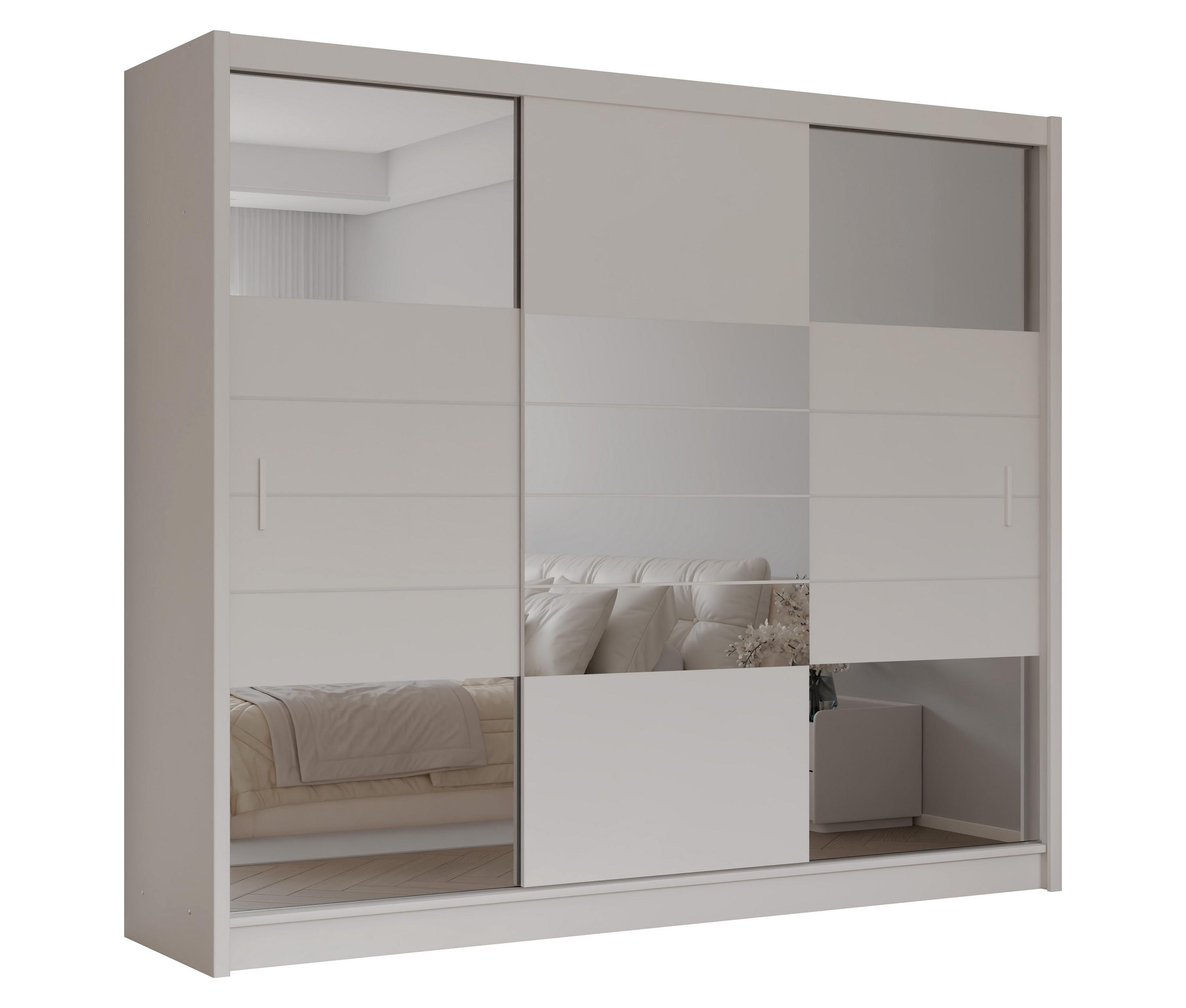 SCHWEBETÜRENSCHRANK KALISTA 250/215/61 cm 2-türig mit Spiegel Beige - Beige, Holzwerkstoff (250/215/61cm) - MASSENO