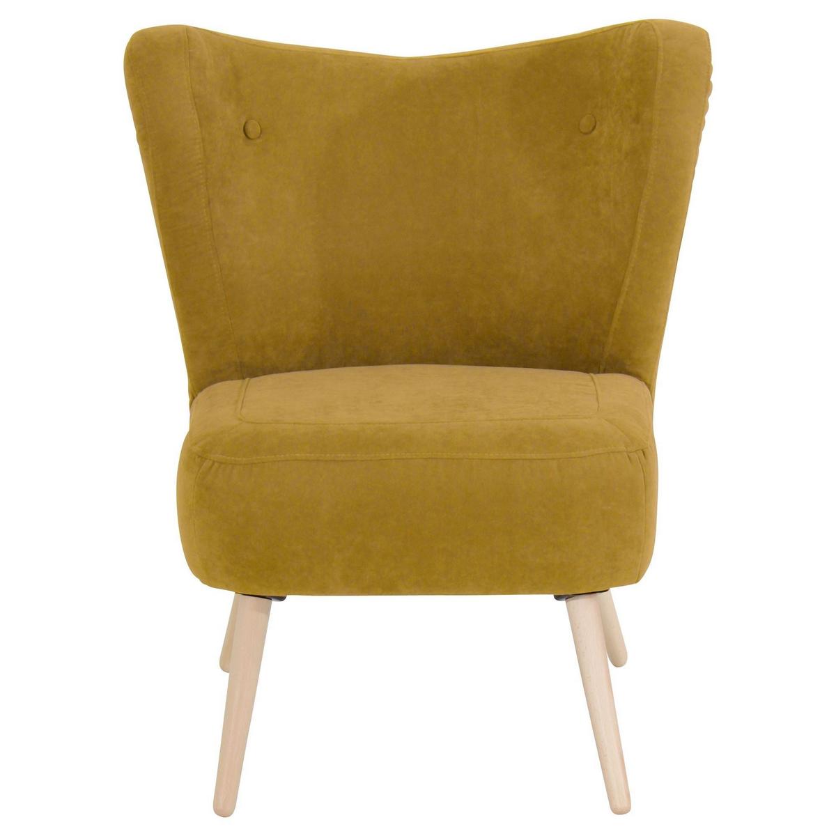 SESSEL Kathy Bezug Veloursstoff Buche natur / mais - Gelb, Kunststoff (70/86/69cm) - 58aufmkessel