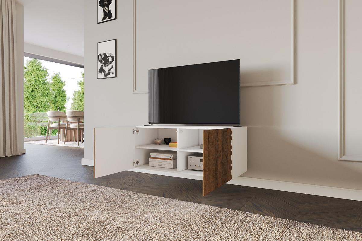LOWBOARD VIRA-W 100x40x40 cm - Weiß / Katania - Eiche Wotan, Holzwerkstoff (100/40/40cm) - ALTDECOR