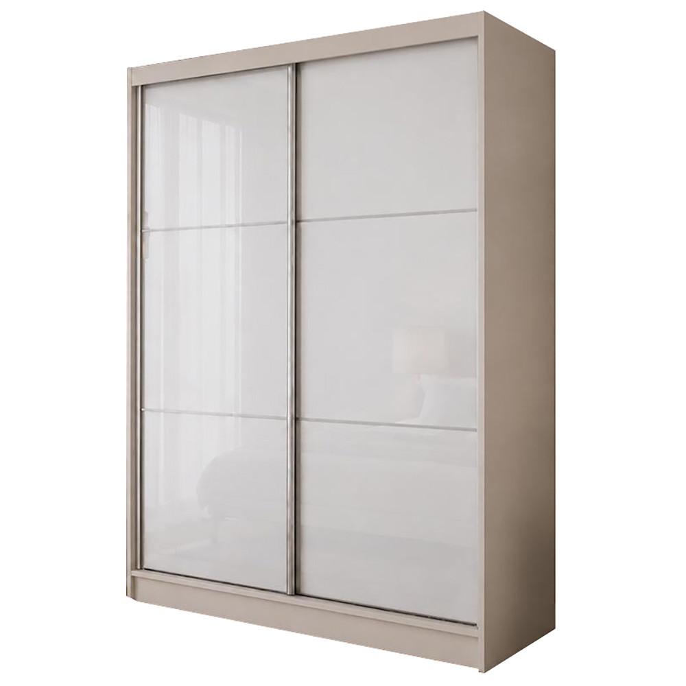 SCHWEBETÜRENSCHRANK Viva 150/216/61 Kaschmir mit Lacobel-Glas und Schubladeneinsätze - Kaschmir, Holzwerkstoff (150/216/61cm) - Beautysofa