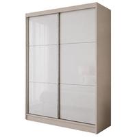SCHWEBETÜRENSCHRANK Viva 160/216/61 Kaschmir mit Lacobel-Glas - Kaschmir, Holzwerkstoff (160/216/61cm) - Beautysofa