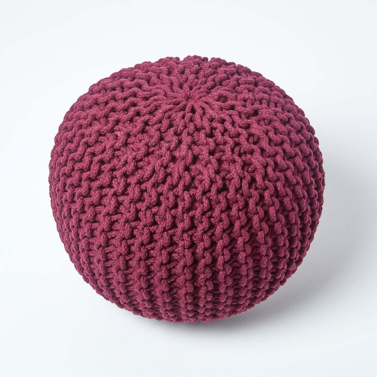 STRICK-POUF weinrot, 40/40/35 cm - Weinrot, Textil (40/35/40cm) - Homescapes