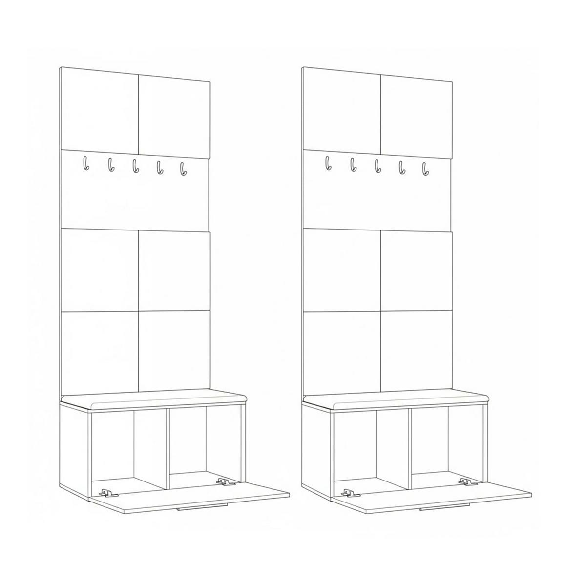 GARDEROBENSCHRANK MODULO 161,2/204/40 cm Modern Garderobe-Set Grau - Schwarz/Grau, Holzwerkstoff (161.2/204/40cm) - MASSENO