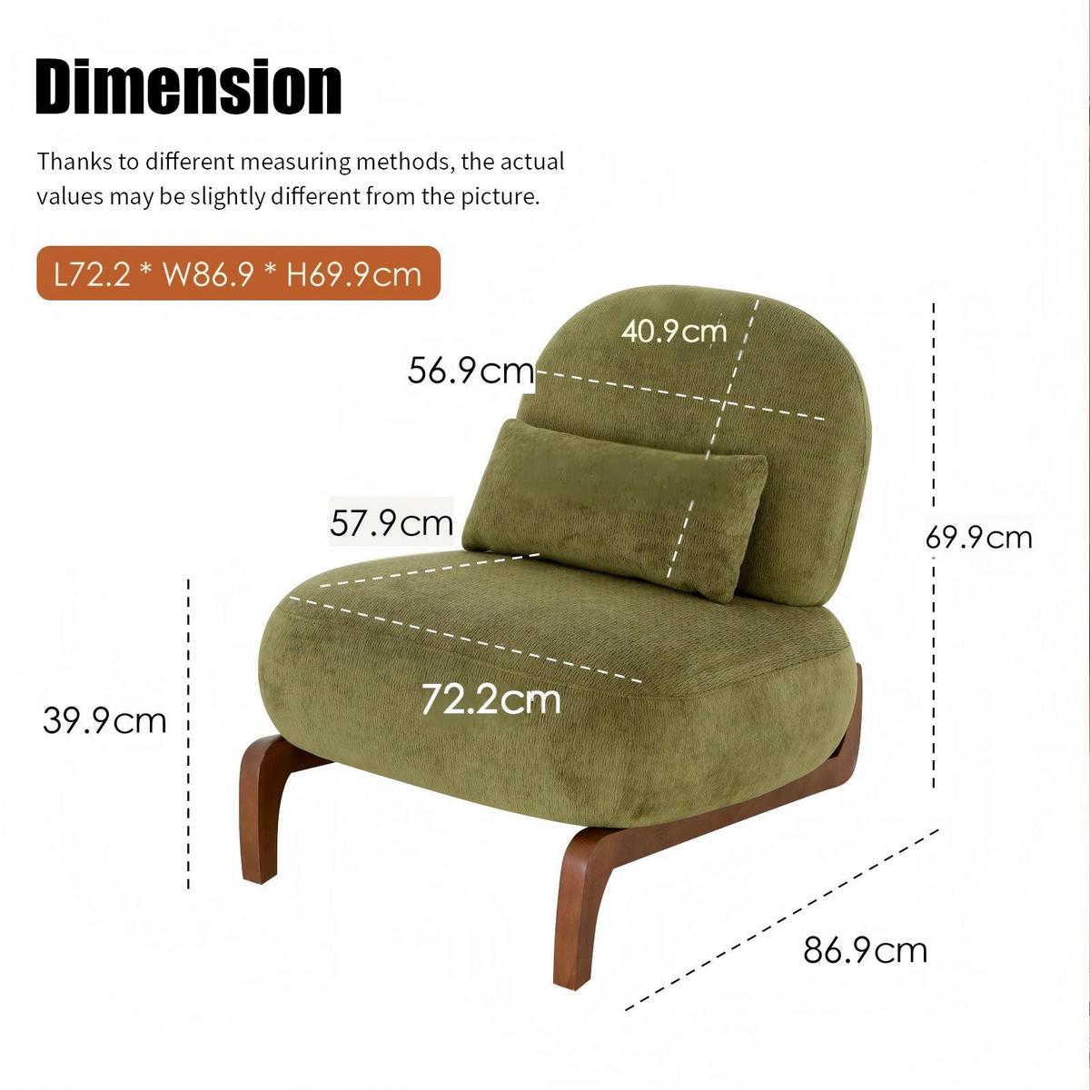 SESSEL stoff grün armlehnenlos modern holzbeine - Grün, Textil (86.9/69.9/72.1cm) - Urban Meuble