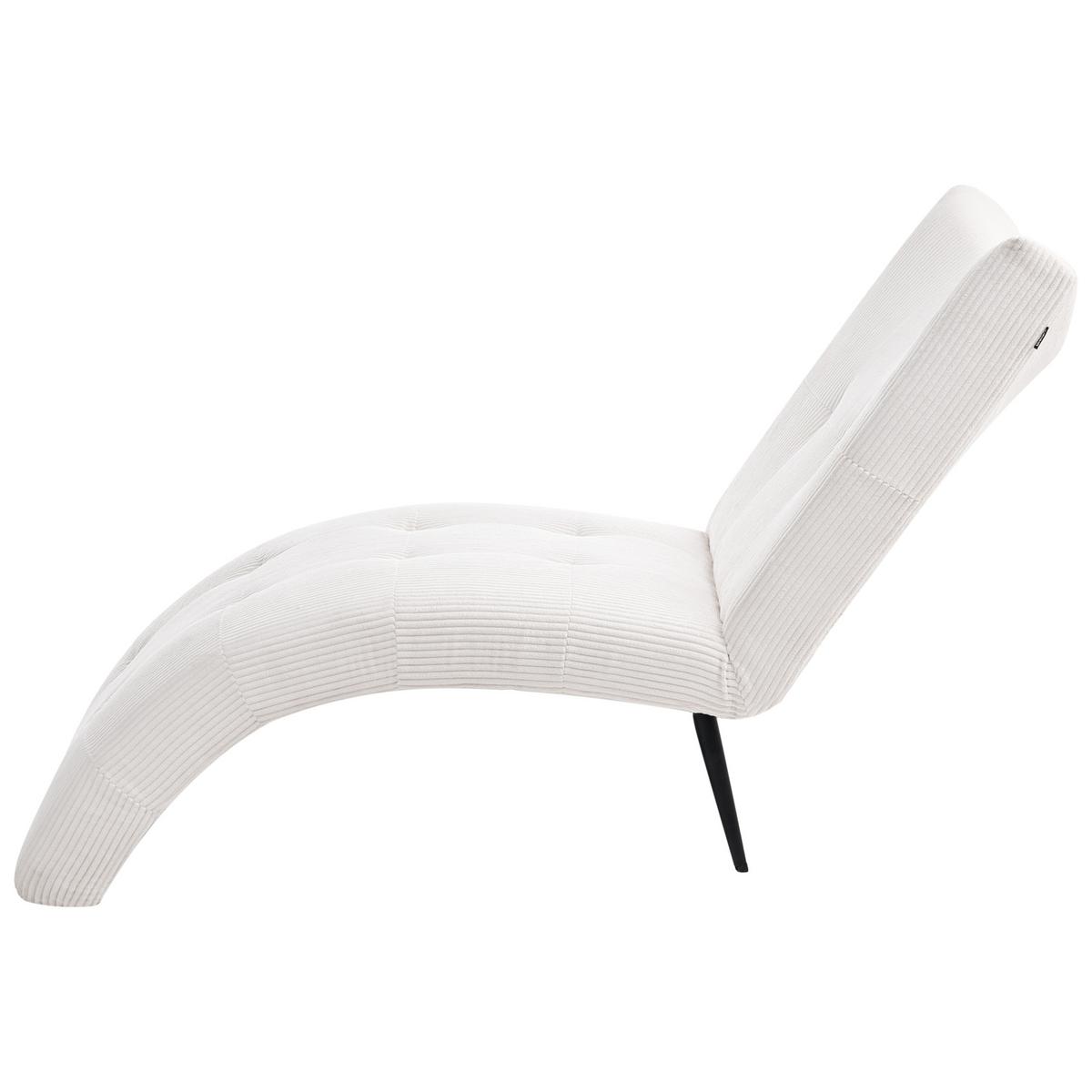 CHAISELONGUE Cord Cremeweiß Quilly - Creme/Schwarz, Textil (83/97/153cm) - Beliani