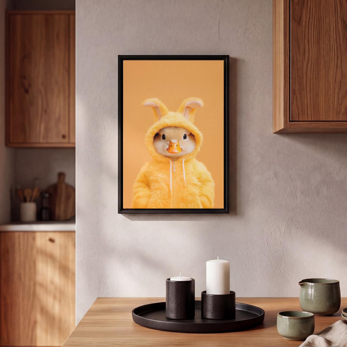 LEINWAND Bilder mit Rahmen - Osterhase - Kostüm - Ente - 20x30 - Gelb, Textil (20/30cm) - MuchoWow