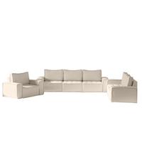 SOFASET Sande 3-2-1 Stoff Alpine - Beige, Holzwerkstoff/Textil (292/85/90cm) - Fun Möbel