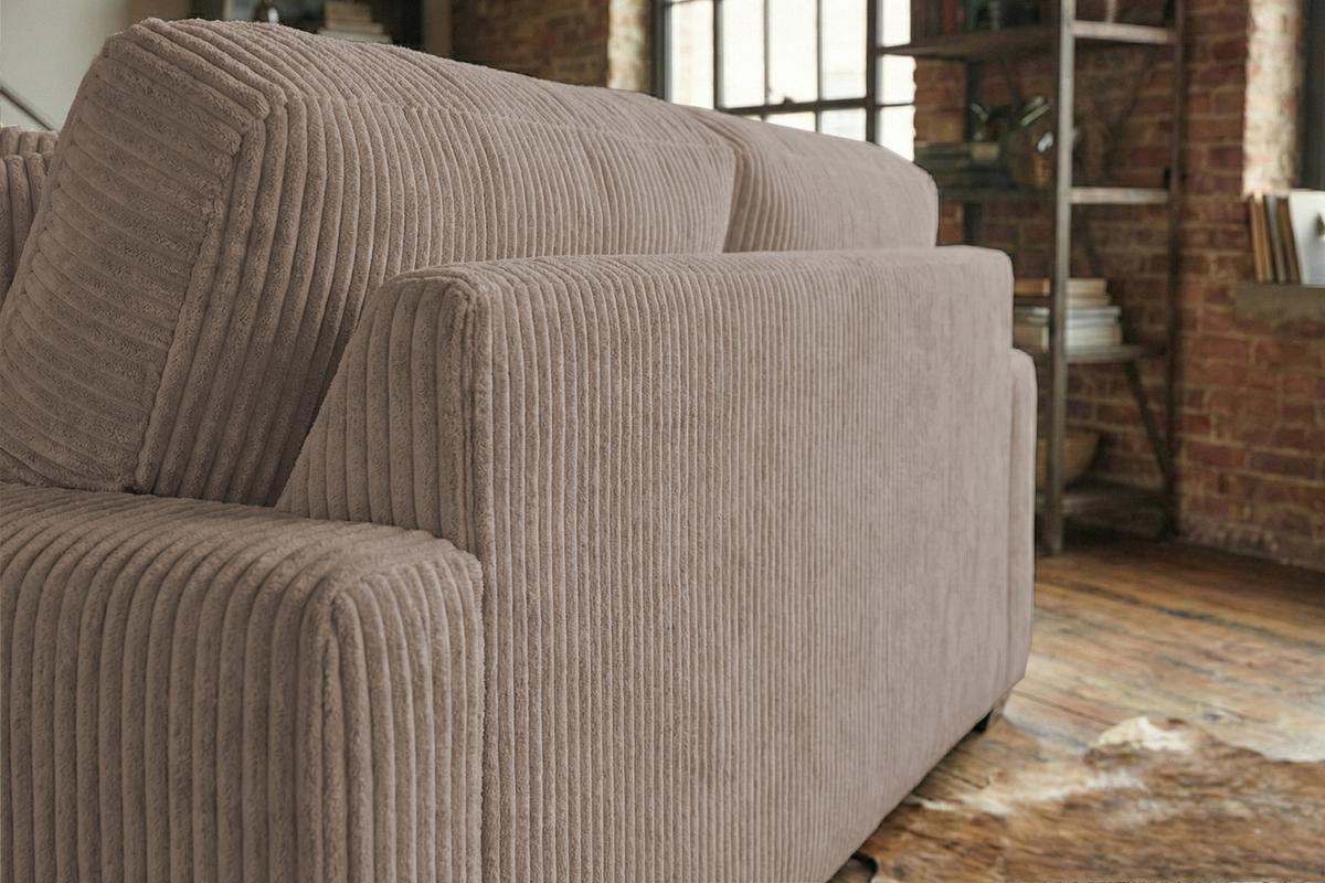 SOFA NETTA Taupe Cord - Taupe/Braun, Birkenholz/Textil (258/90/116cm) - KAWOLA