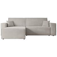 ECKSOFA mit Schlaffunktion und Bettkasten CELTIC-XL - 277x143x83 cm Hellbraun Velours - Hellbraun/Schwarz, Holzwerkstoff/Kunststoff (277/143cm) - ALTDECOR