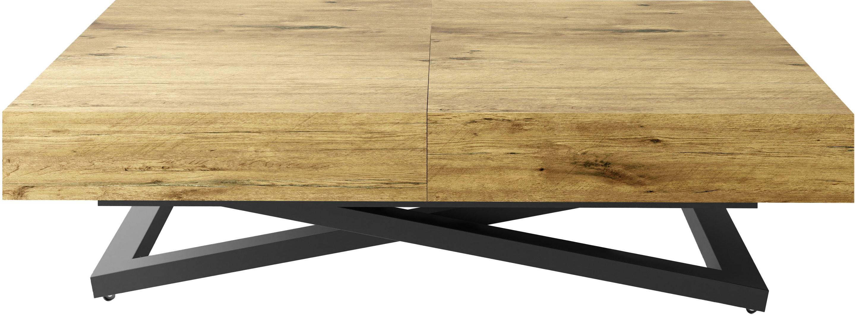 COUCHTISCH Cavetta U höhenverstellbar ausziehbar, Lancelot Eiche 120-200/80/27-76 cm - Eichefarben/Schwarz, Holzwerkstoff/Metall (80/200/76cm) - WFL GROUP
