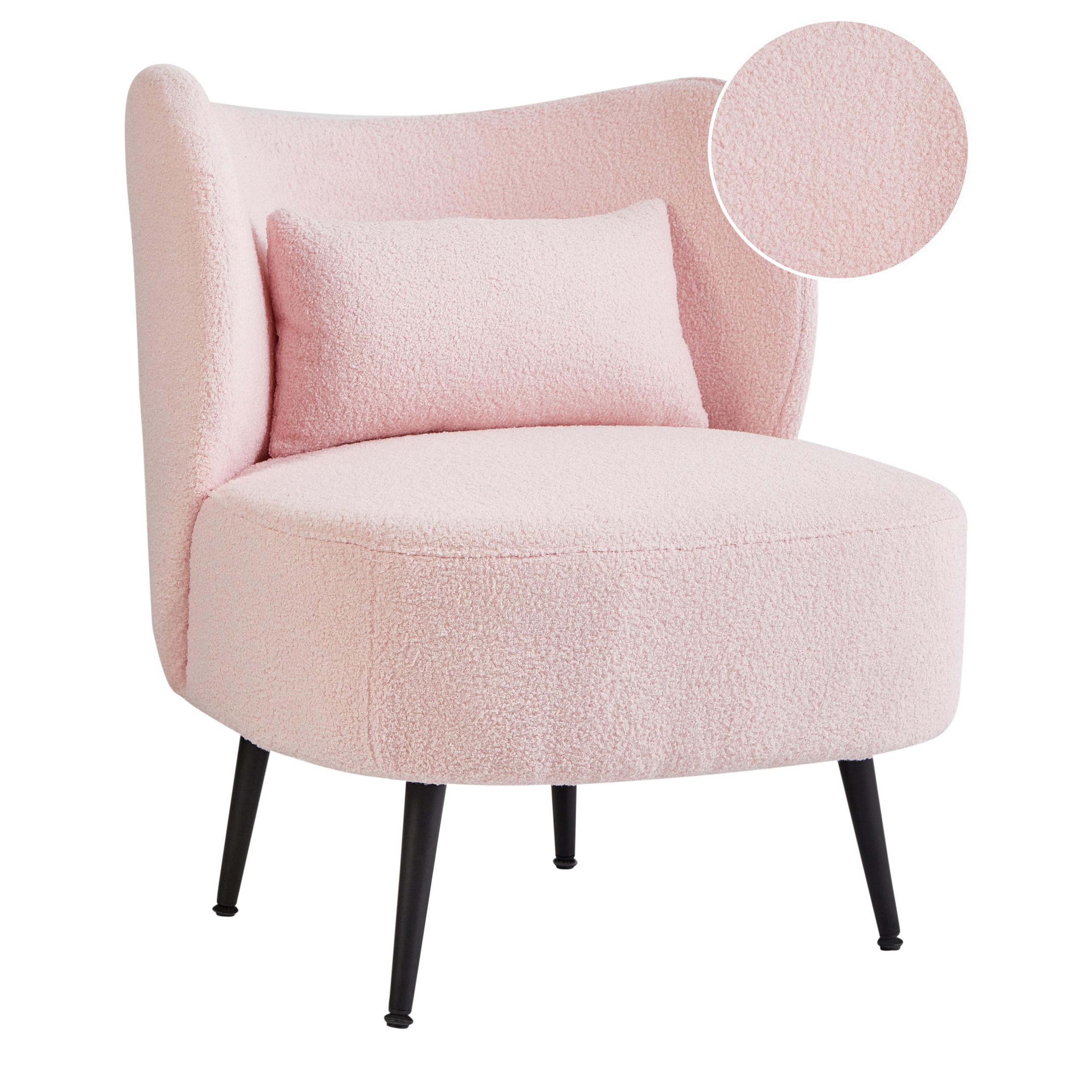 SESSEL Pastellrosa Otsby - Pink/Schwarz, Textil (60/76/55cm) - Beliani