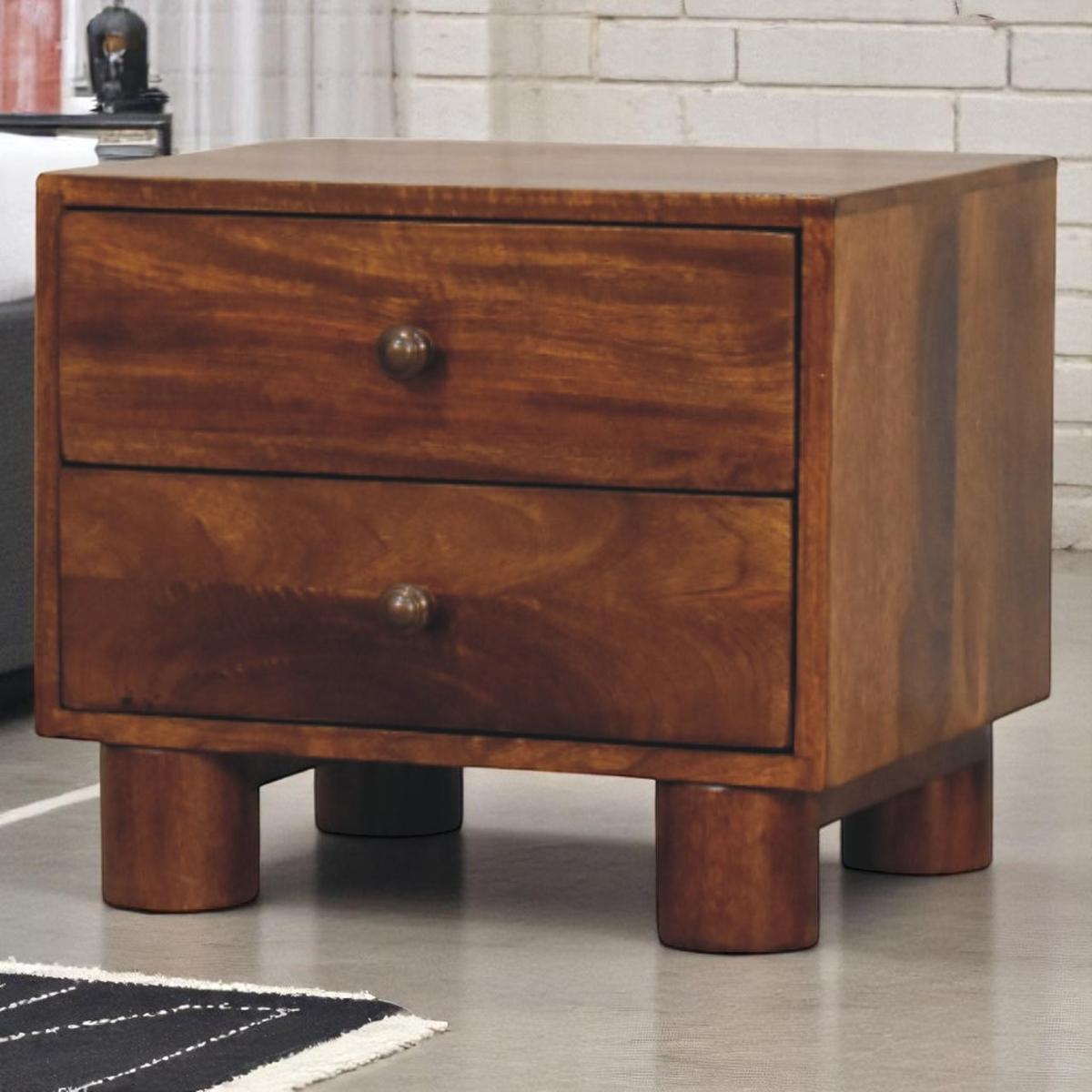 NACHTTISCH mit Kastanien-Finish, 2 Schubladen, dunkelbraun. - Dunkelbraun, Holz (45/39/35cm) - Artisan Furniture