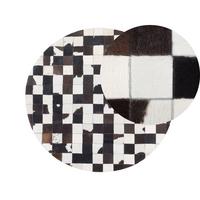 KURZFLOR-TEPPICH Bergama 140/140 cm - Schwarz, Fell (140/140cm) - Beliani