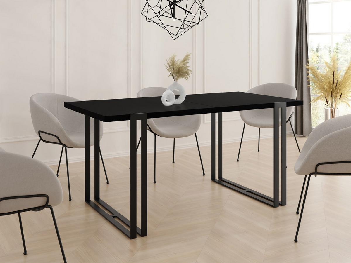 ESSTISCH Marco rechteckig ausziehbar, Schwarz 160-260/90/76 cm - Schwarz, Holzwerkstoff/Metall (90/260/76cm) - WFL GROUP