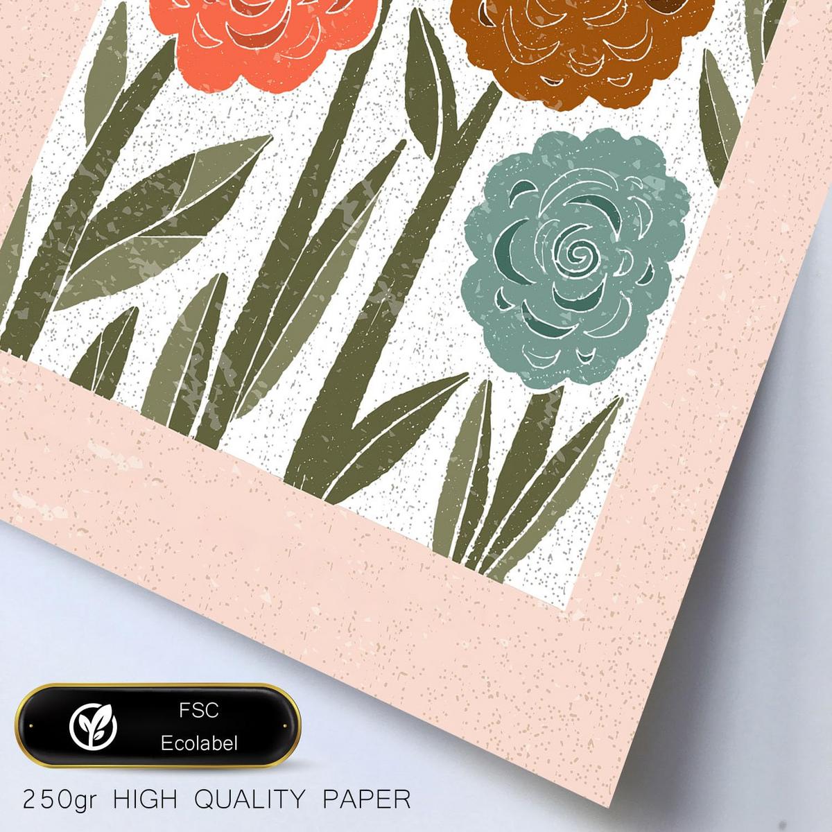 POSTER Set Mit 6 Drucken Blüten In Der Sammlung Ethnischer Style Drucke Dekorative Rahmen Für Ihr Zuhause Wandkunstdruck A3 & A4 Weißer Rahmen - Weiß, Papier (29/3cm) - Nacnic