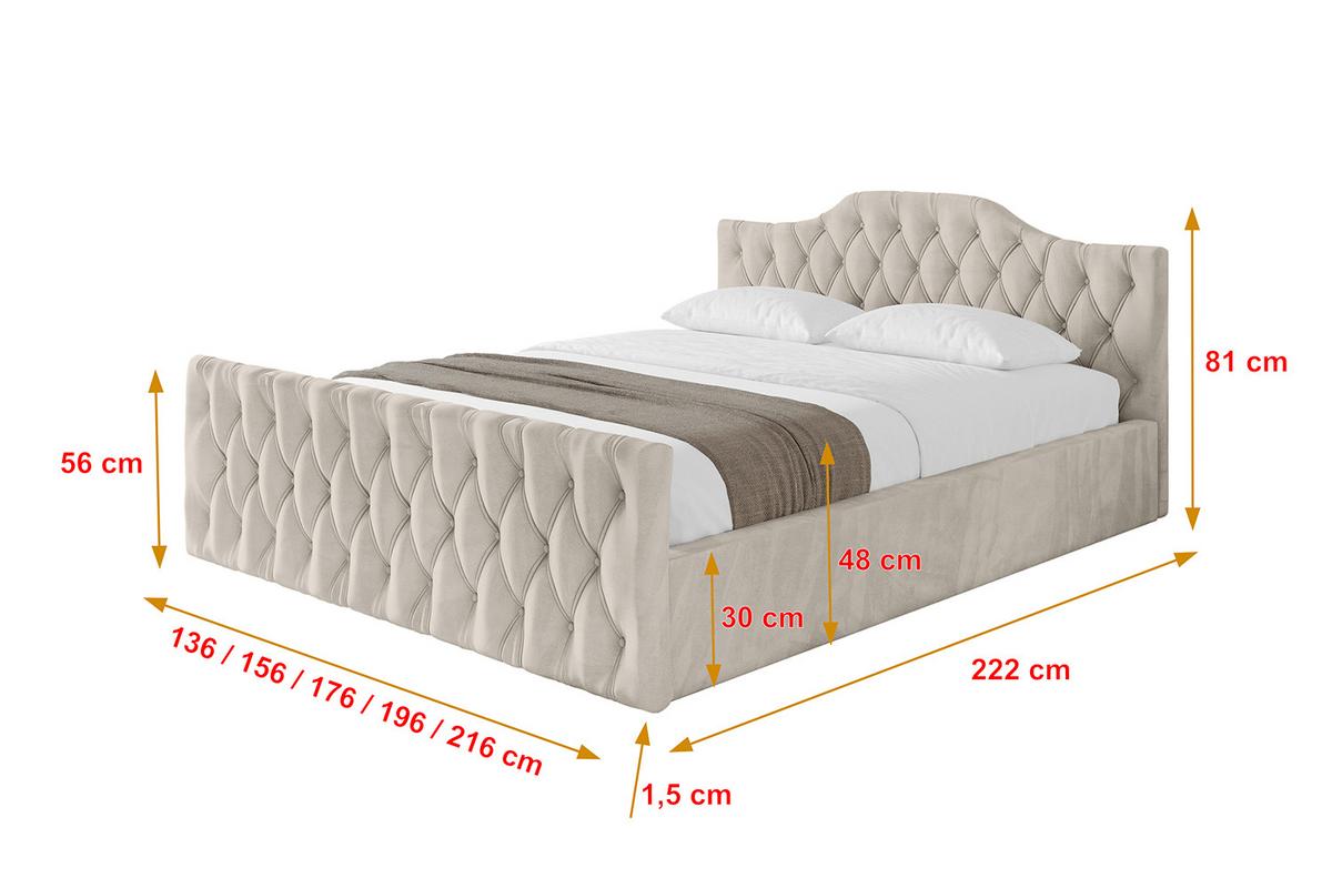 POLSTERBETT mit Bettkasten, Fußteil und Lattenrost, Boxbett mit Matratze H3/H4 - FALIO-Z-V1 120x200 Beige - Beige, Holzwerkstoff/Textil (120/200cm) - ALTDECOR