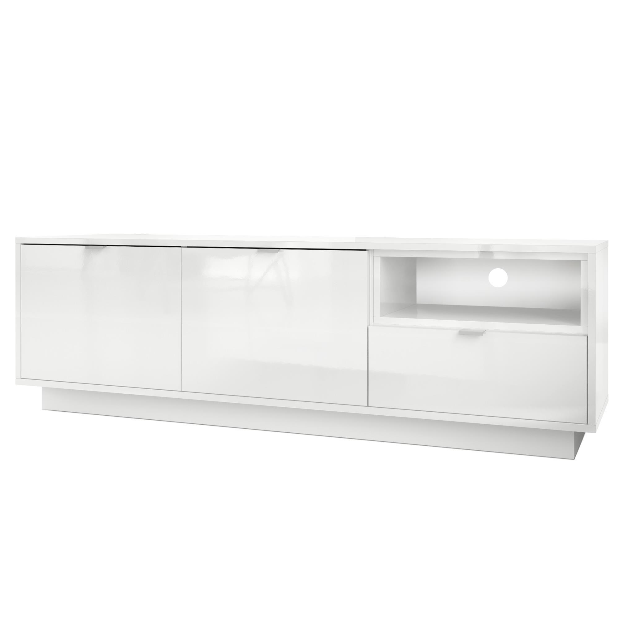 LOWBOARD Metro Einsatz in Weiß Hochglanz - Weiß Hochglanz, Holzwerkstoff (153/48/37cm) - Vladon