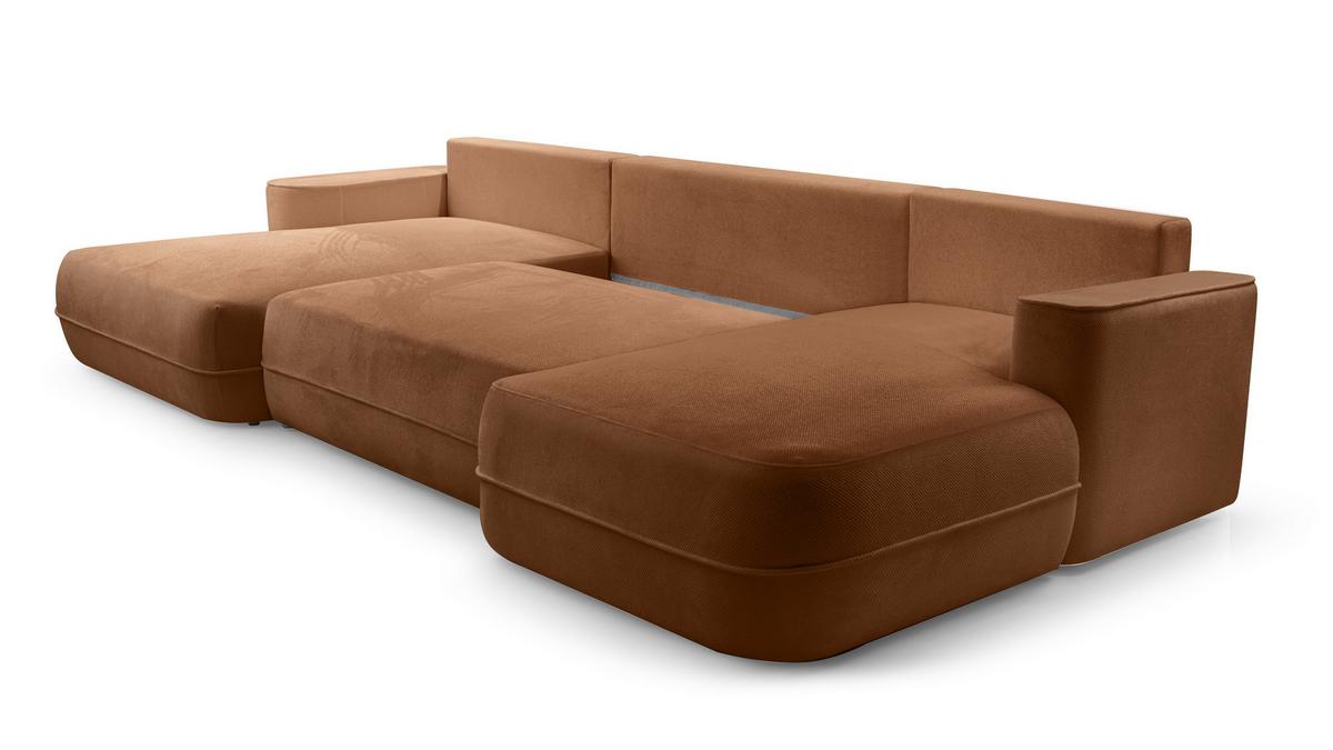WOHNLANDSCHAFT Peoni Kupfer 364/168/87 cm mit Schlaffunktion - Dunkelorange/Schwarz, Kunststoff/Textil (364/87/168cm) - AX Living