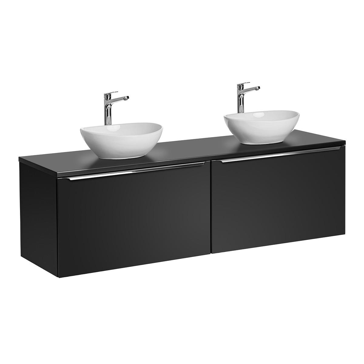 DOPPELWASCHTISCH 160cm Éros Schwarz - Schwarz, Holzwerkstoff (160/48/46cm) - Petits-meubles