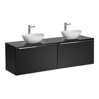 DOPPELWASCHTISCH 160cm Éros Schwarz - Schwarz, Holzwerkstoff (160/48/46cm) - Petits-meubles