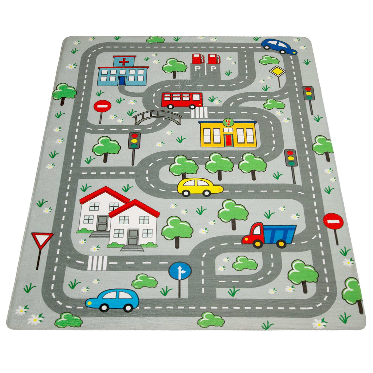 KINDERTEPPICH Waschbar, mit Straßen-Motiv, Grau, 155 x 230 cm - Grau, Textil (155/230cm) - KADIMA DESIGN
