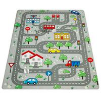 KINDERTEPPICH Waschbar, mit Straßen-Motiv, Grau, 155 x 230 cm - Grau, Textil (155/230cm) - KADIMA DESIGN