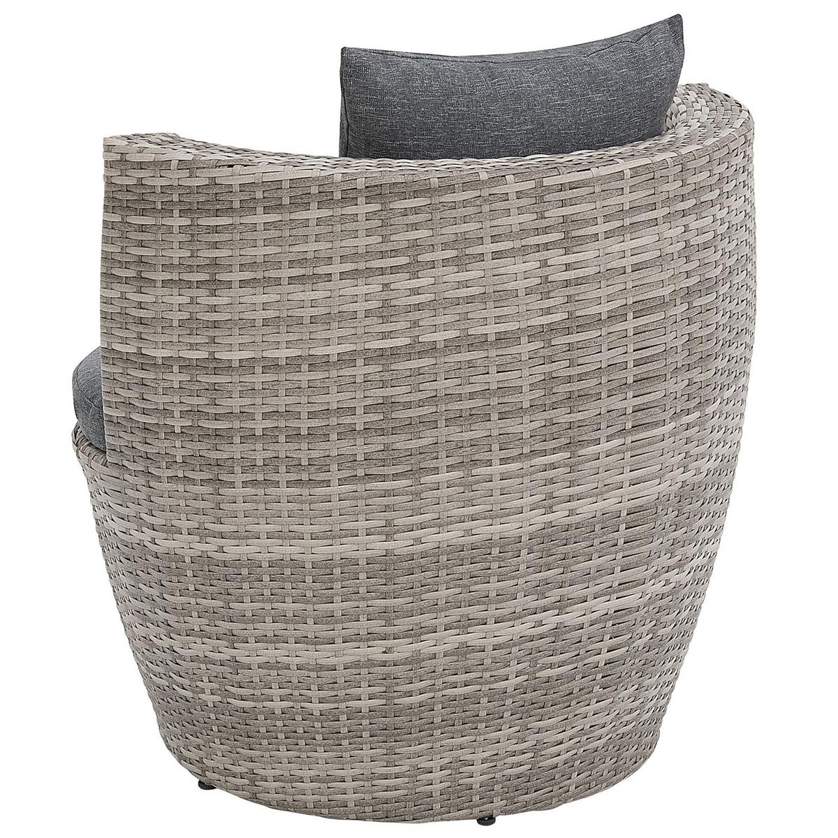 BALKONSET 2-Sitzer Rattan grau Auflagen grau Capri - Grau, Kunststoff/Textil - Beliani