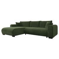 ECKSOFA Merkos - Dunkelgrün/Schwarz, Holz/Textil (285/188cm) - MIRJAN24