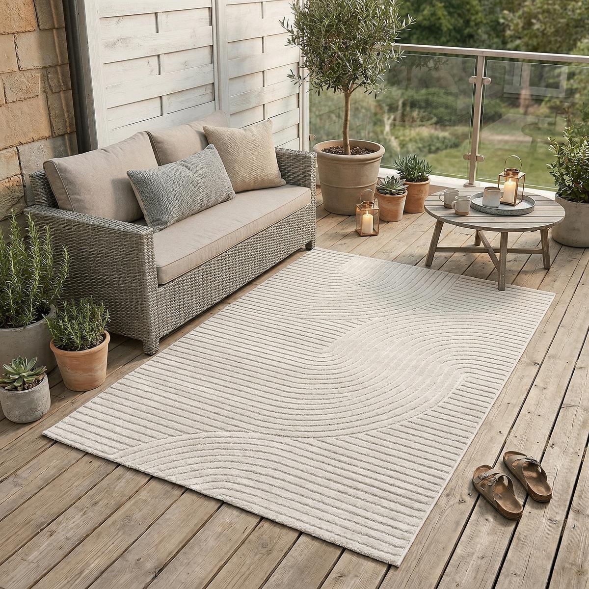 IN & OUTDOOR TEPPICH FLACHGEWEBE CLASSY - Creme, Textil (80/150cm) - Pergamon