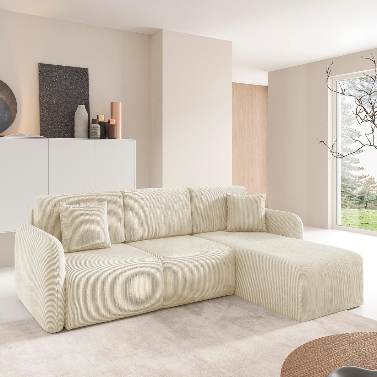ECKSOFA Dora 3 Sitzplätze Beige - Beige, Holz (245/185cm) - Petits-meubles