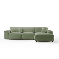 ECKSOFA RANI Grün Cord - Schwarz/Olivgrün, Kunststoff/Textil (299/189cm) - KAWOLA