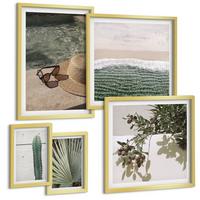 BILDER SET 5er Set - 50x50 cm & 20x30 cm & 40x60 cm Goldrahmen - Zubehör für tropische Pflanzen - Goldfarben, Kunststoff (40/60cm) - TULUP