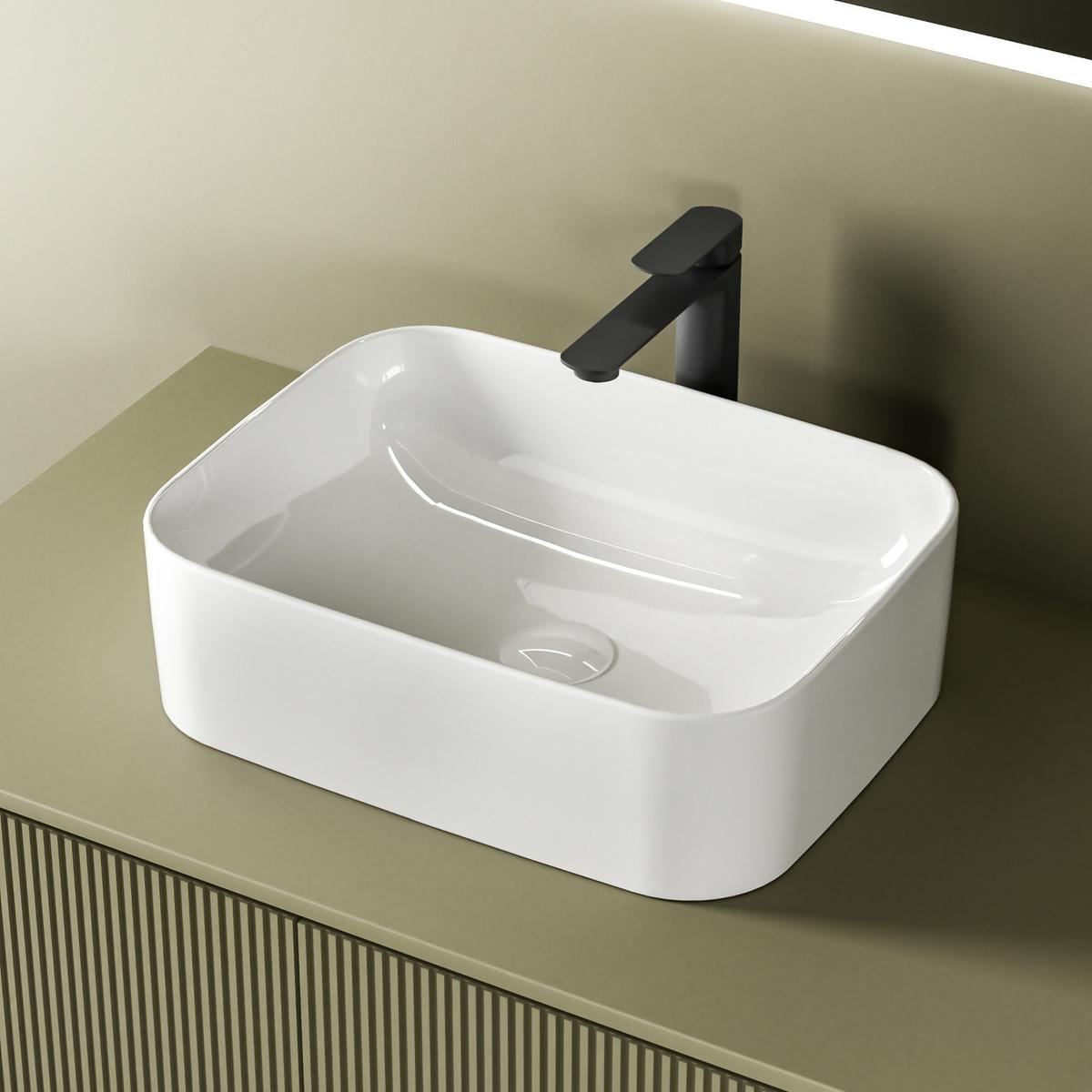 WASCHBECKEN mit pflegeleichter Oberfläche Weiß 50,5 / 38 / 15 cm - Weiß, Keramik (50.5/15/38cm) - EMKE