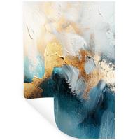 WANDTATTOO Abstrakt - Kunst - Gold - Blau Wandaufkleber 80x120 cm - Petrol, Kunststoff (80/120/0.1cm) - MuchoWow