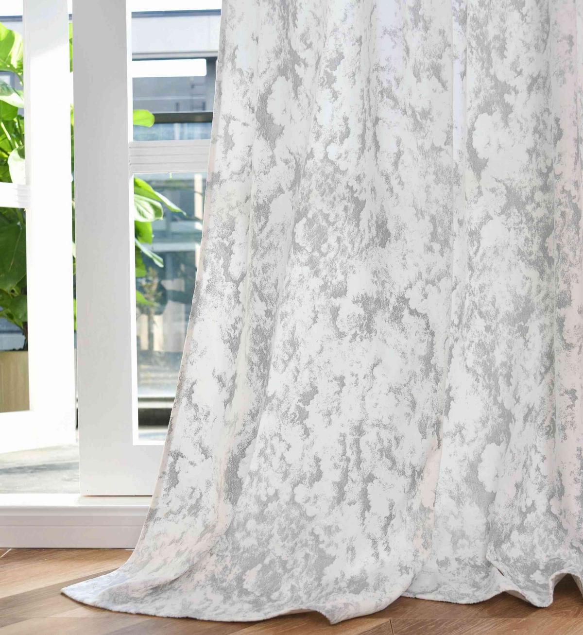 VORHANG 2ER SET MILANO STAR HxB 245x140 cm Weiß Silber - Weiß, Textil (140/245cm) - Gardinenbox