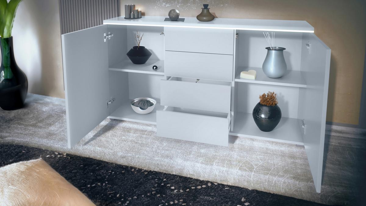 SIDEBOARD Faro Schwarz Hochglanz - Schwarz Hochglanz, Holzwerkstoff (138.5/75.5/35cm) - Vladon
