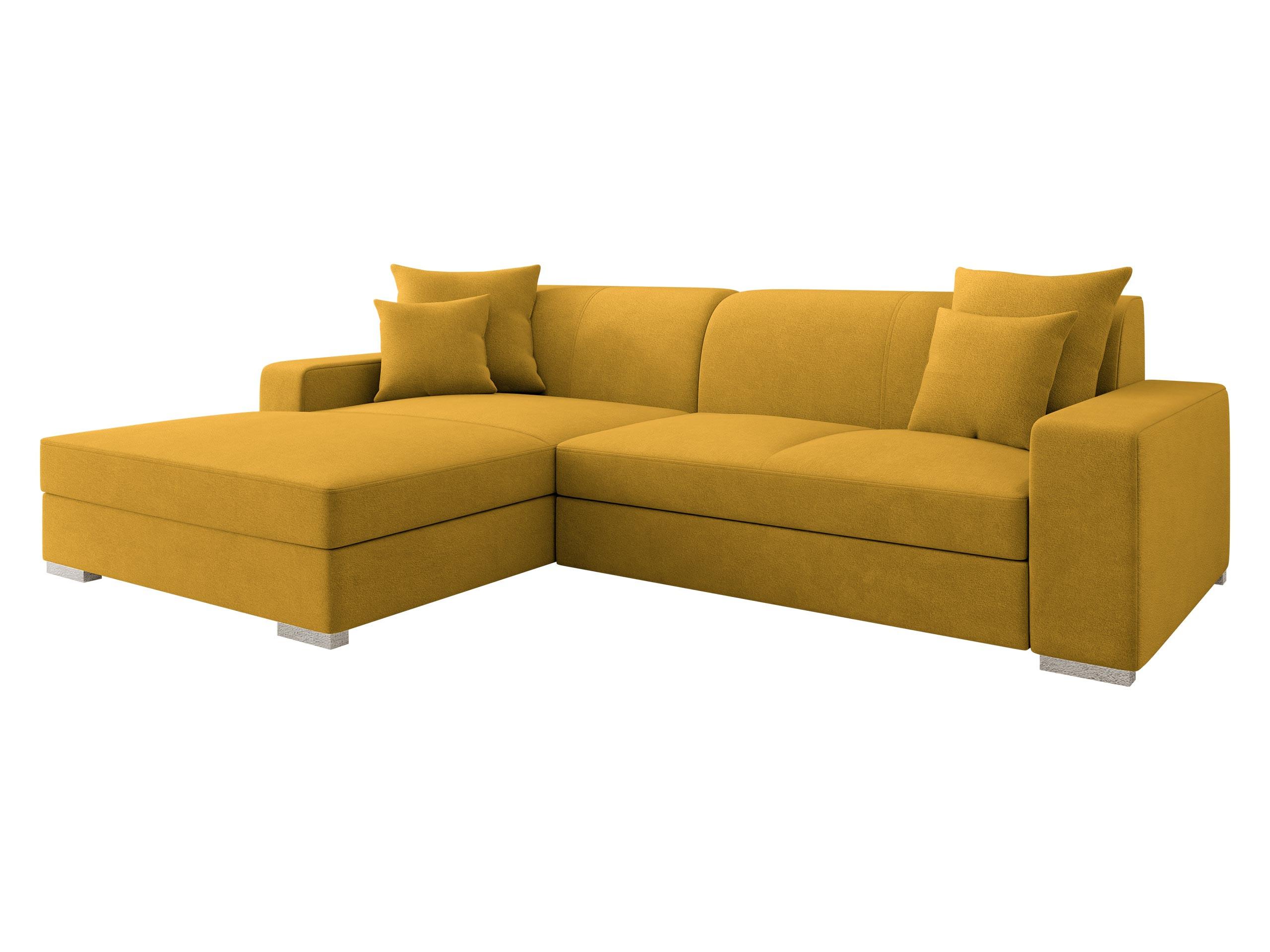 ECKSOFA Mexico, Seite: Links - Currygelb/Chromfarben, Holz/Kunststoff (263/178cm) - MIRJAN24