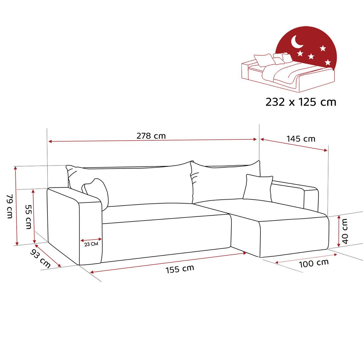 ECKSOFA mit Schlaffunktion und Bettkasten, Blau - Blau, Holzwerkstoff/Textil (145/278cm) - Idohome