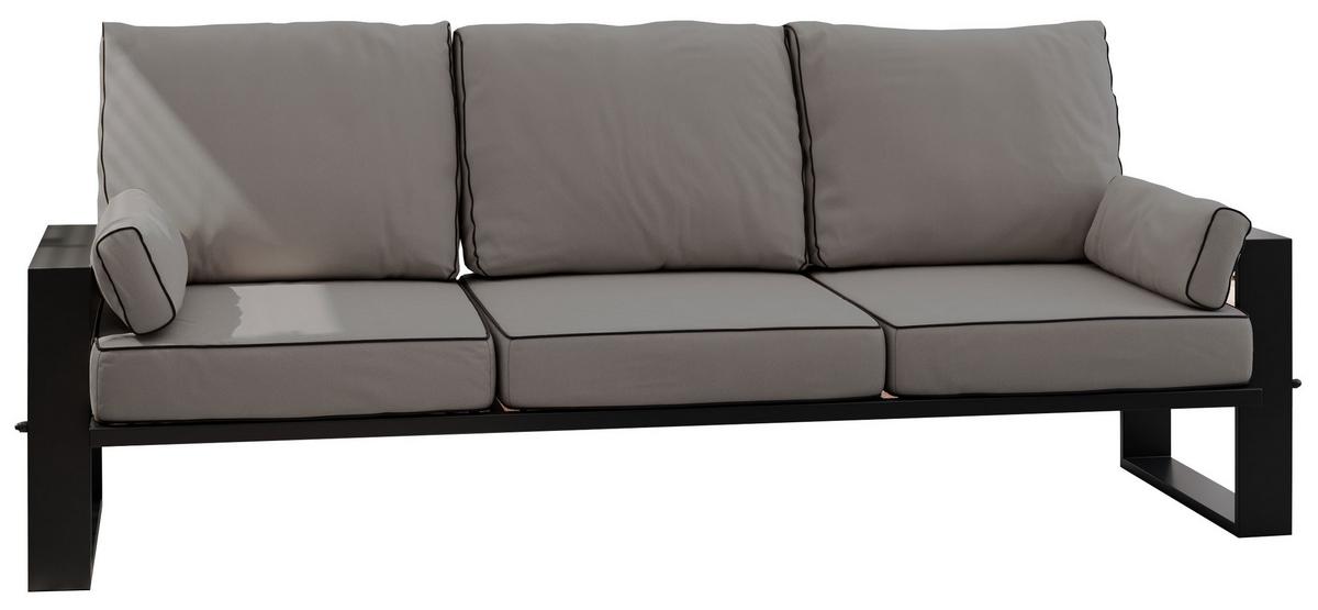 GARTENSOFA Elba 3 Sitzer - Grau - Grau, Textil (215/90/87cm) - MKS