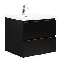 WASCHTISCHKOMBINATION Angela 2 Teile - Schwarz Matt - 60 x 48 x 52 cm - Schwarz/Weiß, Holz (60/52/48cm) - Badplaats