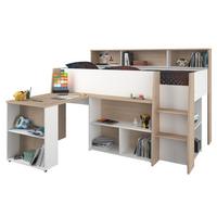 HOCHBETT Jugendzimmer Bett 90 x 200 mit Schreibtisch ausziehbar - Multicolor, Holz/Holzwerkstoff (200/90cm) - Parisot Meuble